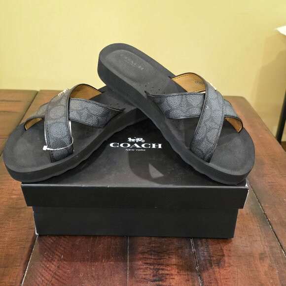 NWT - COACH Women's Slides Black 8.5M - Picture 1 of 7